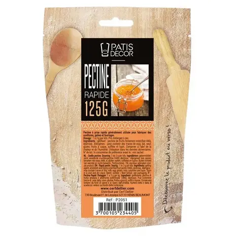 Patis Decor Snelwerkende fruitpectine voor jam, gelei en vullingen, 125 g Patis Decor Snelwerkende fruitpectine voor jam, gelei en vullingen, 125 g