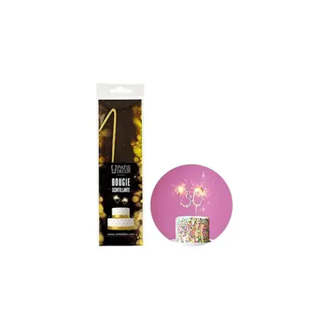 Patis Decor Gouden sterretjeskaars in de vorm van het cijfer 1 voor verjaardagstaarten, 18 cm