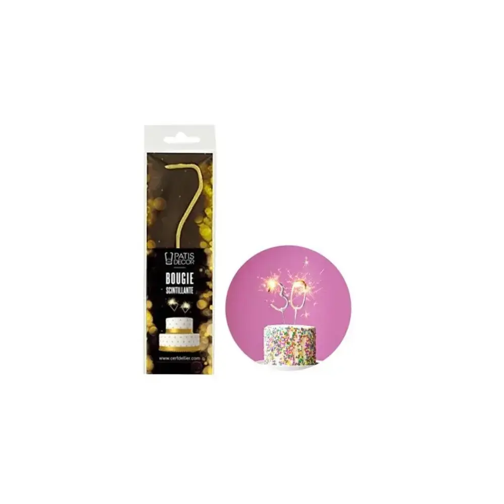 Patis Decor Gouden sterretjeskaars in de vorm van het cijfer 7 voor verjaardagstaarten, 18 cm