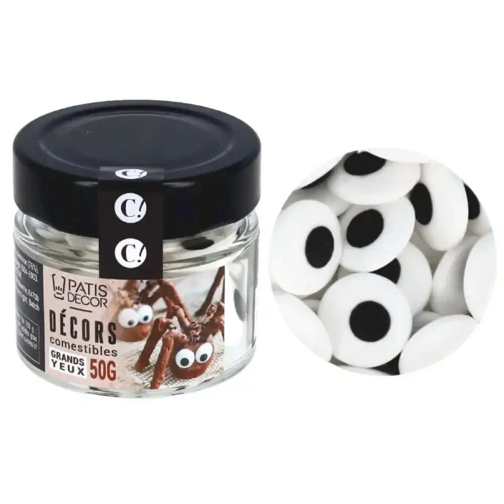 Patis Decor Edible 3D sugar eyes for cake decoration, large 18 mm, 50 g