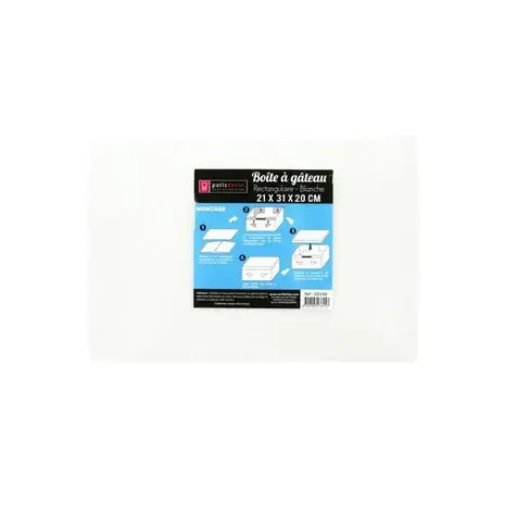Patis Decor White rectangular cardboard cake box for packing and transporting cakes, 21 x 31 x 20 cm Patis Decor White rectangular cardboard cake box for packing and transporting cakes, 21 x 31 x 20 cm