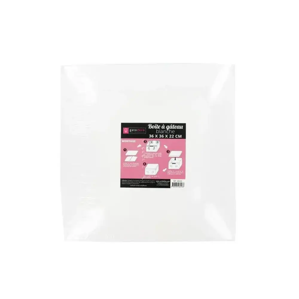 Patis Decor White square cardboard cake box for packing and transporting cakes, 36 x 36 x 22 cm Patis Decor White square cardboard cake box for packing and transporting cakes, 36 x 36 x 22 cm