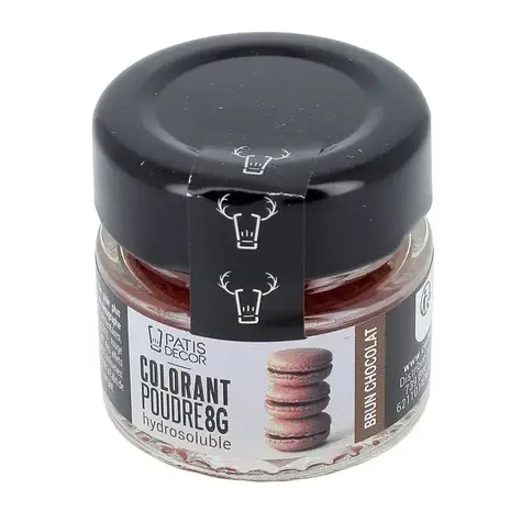 Patis Decor Poederkleurstof in chocoladebruin voor glazuur, macarons en fondant, 8 g Patis Decor Poederkleurstof in chocoladebruin voor glazuur, macarons en fondant, 8 g