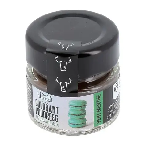 Patis Decor Poederkleurstof in mintgroen voor glazuur, macarons en fondant, 8 g Patis Decor Poederkleurstof in mintgroen voor glazuur, macarons en fondant, 8 g