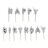 Patis Decor Silver Happy Birthday pick candles, pack of 13 Patis Decor Silver Happy Birthday pick candles, pack of 13