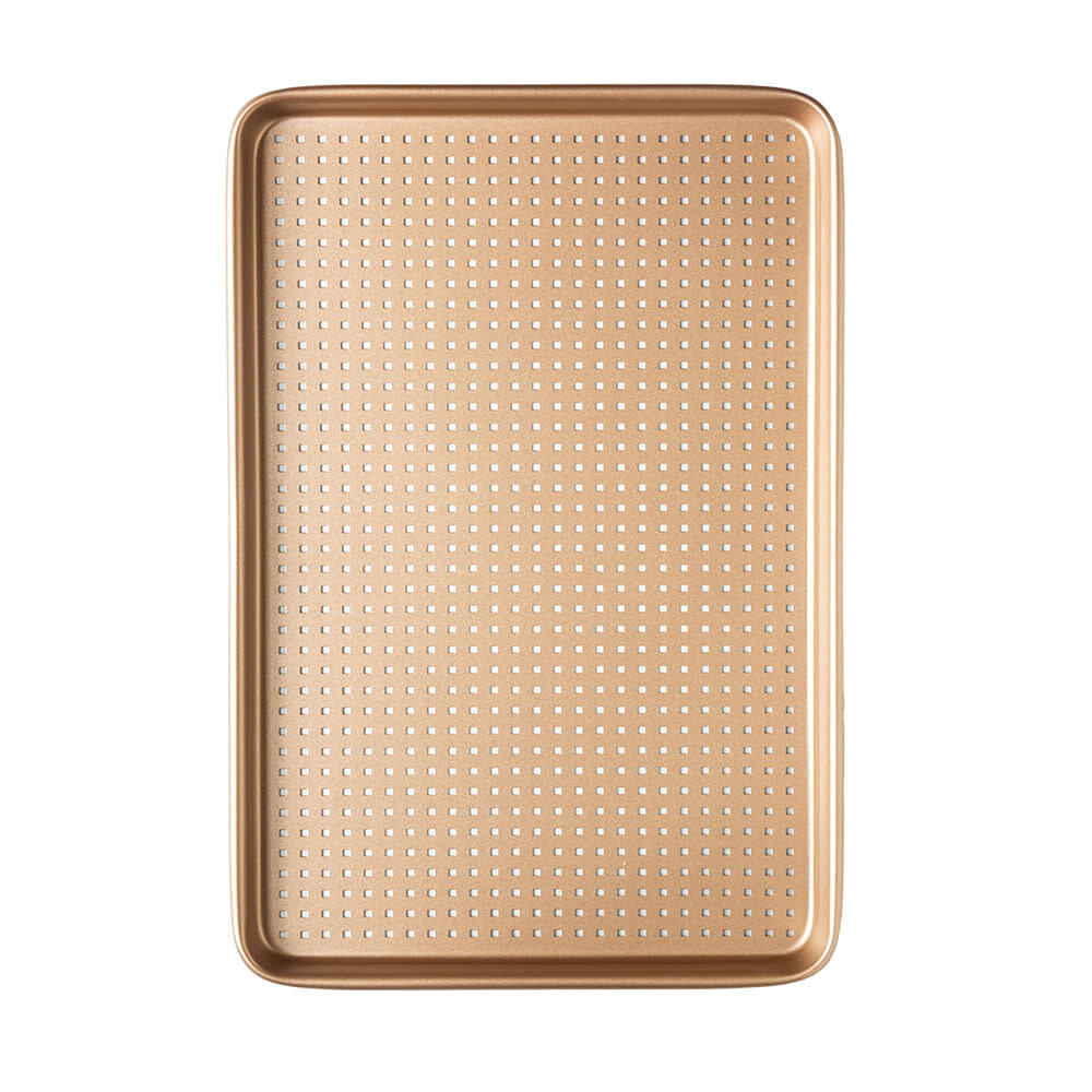 Decora Non-stick metal perforated cookie tray, rose gold finish, 39.7 x 27 cm