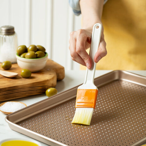 Decora Non-stick metal perforated cookie tray, rose gold finish, 39.7 x 27 cm