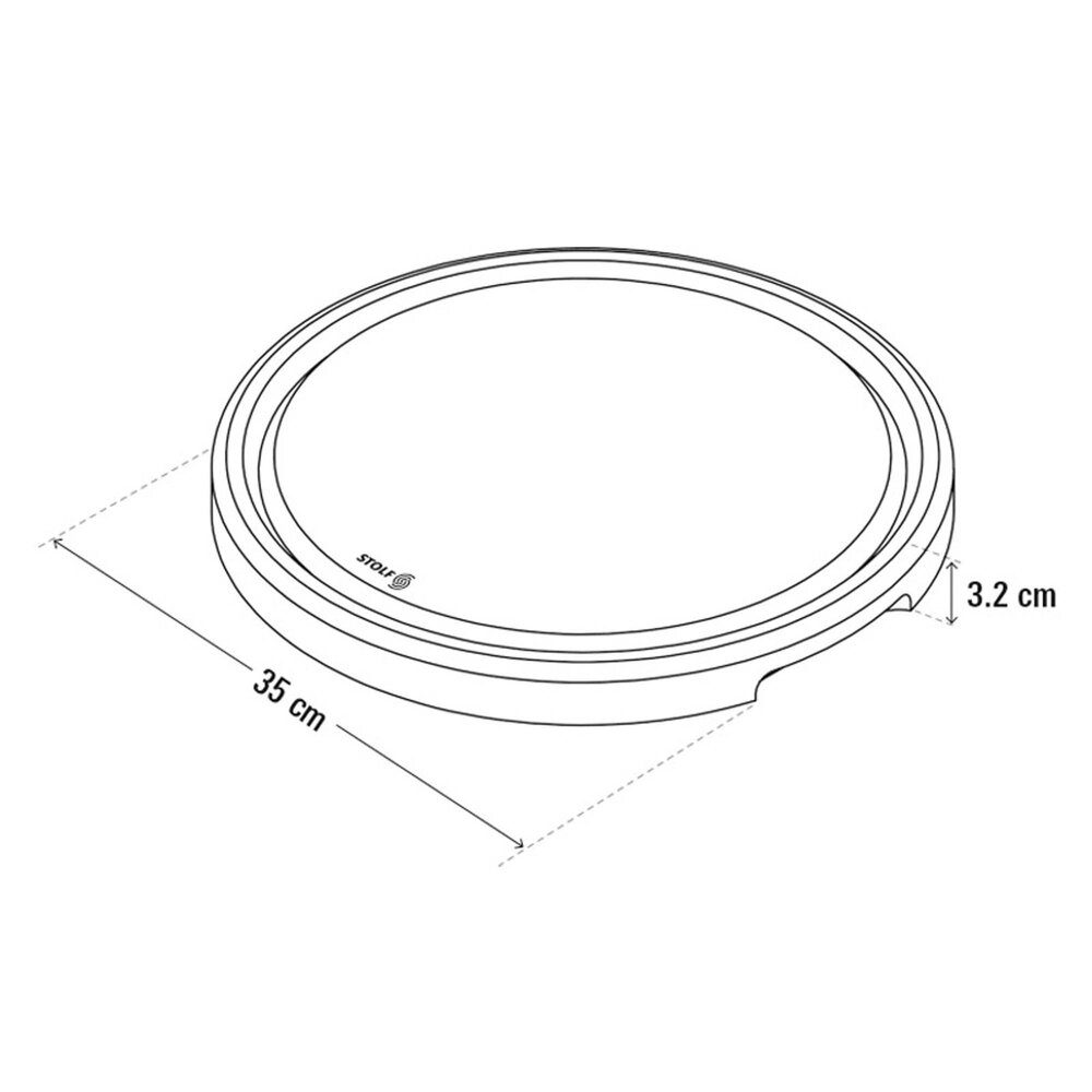 Stolf Massief FSC-gecertificeerde ronde teakhouten snijplank van kopshout met sapgeul en handgrepen, ⌀35 x 3,2 cm Stolf Massief FSC-gecertificeerde ronde teakhouten snijplank van kopshout met sapgeul en handgrepen, ⌀35 x 3,2 cm