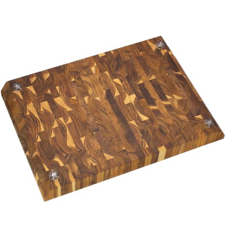 Stolf Massief FSC-gecertificeerd teakhouten hakblok van kopshout met antislipvoetjes, 50 x 35 x 5 cm Stolf Massief FSC-gecertificeerd teakhouten hakblok van kopshout met antislipvoetjes, 50 x 35 x 5 cm
