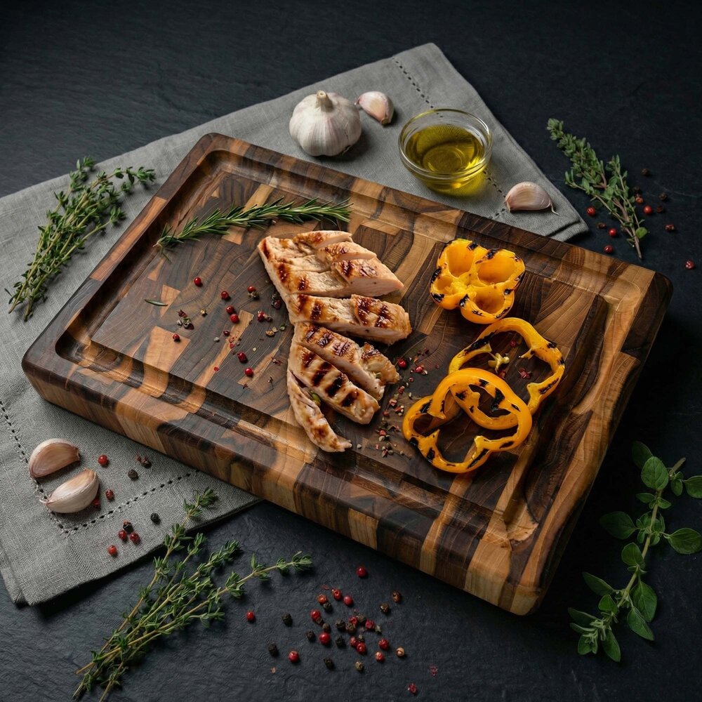 Stolf Omkeerbare massief teakhouten snij- en serveerplank met sapgeul, 30 x 20 x 3,2 cm Stolf Omkeerbare massief teakhouten snij- en serveerplank met sapgeul, 30 x 20 x 3,2 cm