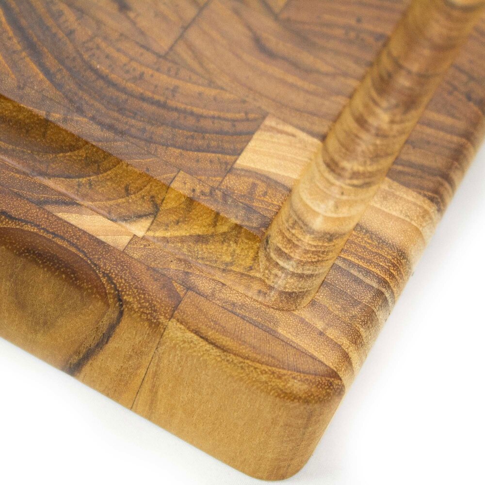 Stolf Reversible solid teak cutting and serving board with juice channel, 29.5 x 44 x 3.2 cm