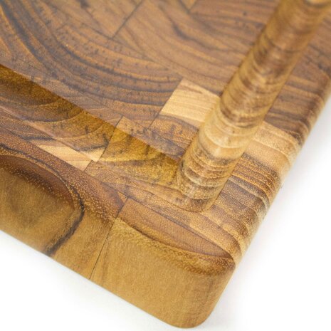 Stolf Reversible solid teak cutting and serving board with juice channel, 29.5 x 44 x 3.2 cm
