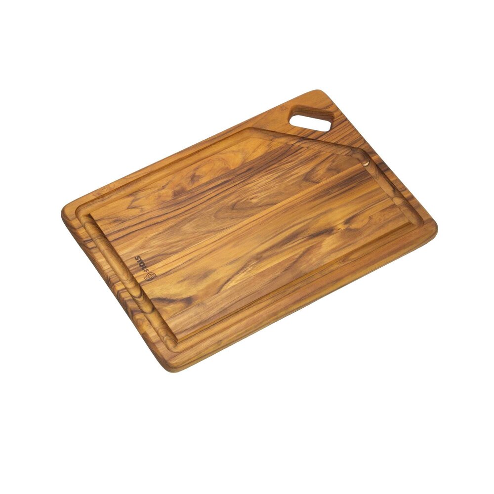 Stolf Solid teak serving and cutting board with juice groove and diagonal hole, 36 x 25 x 1.8 cm Stolf Solid teak serving and cutting board with juice groove and diagonal hole, 36 x 25 x 1.8 cm