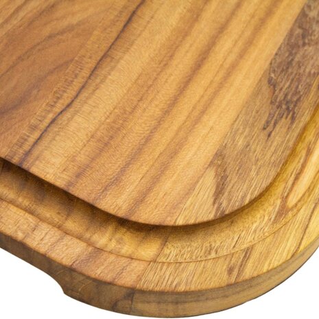 Stolf Omkeerbare massief teakhouten barbecue-snij- en serveerplank met hellende geul, 28 x 40 x 2,4 cm Stolf Omkeerbare massief teakhouten barbecue-snij- en serveerplank met hellende geul, 28 x 40 x 2,4 cm