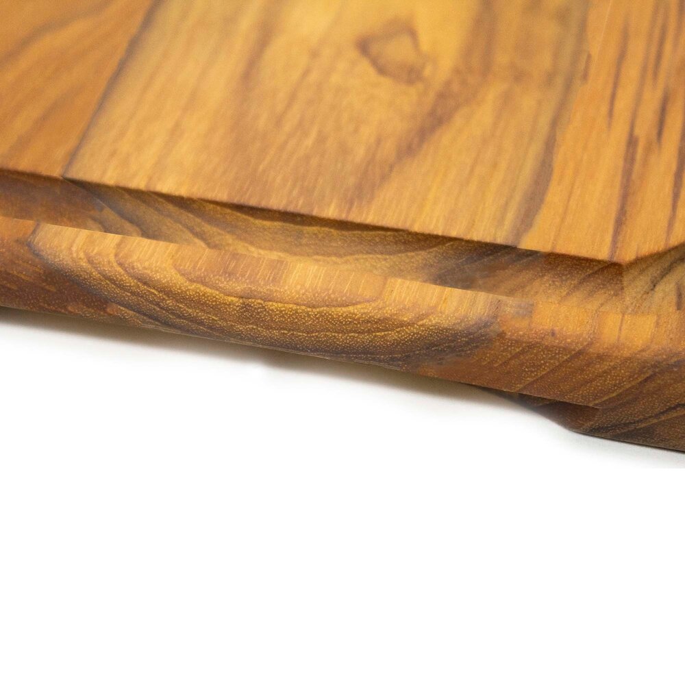 Stolf Solid teak serving and cutting board with juice groove and diagonal hole, 46 x 36 x 1.8 cm Stolf Solid teak serving and cutting board with juice groove and diagonal hole, 46 x 36 x 1.8 cm