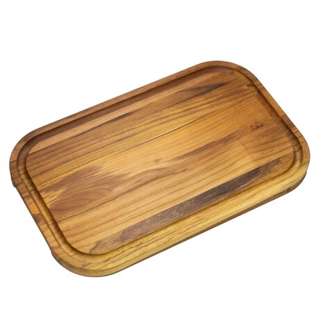 Stolf Massief FSC-gecertificeerde teakhouten snijplank met handgrepen en sapgeul, 48 x 30 x 2,4 cm Stolf Massief FSC-gecertificeerde teakhouten snijplank met handgrepen en sapgeul, 48 x 30 x 2,4 cm
