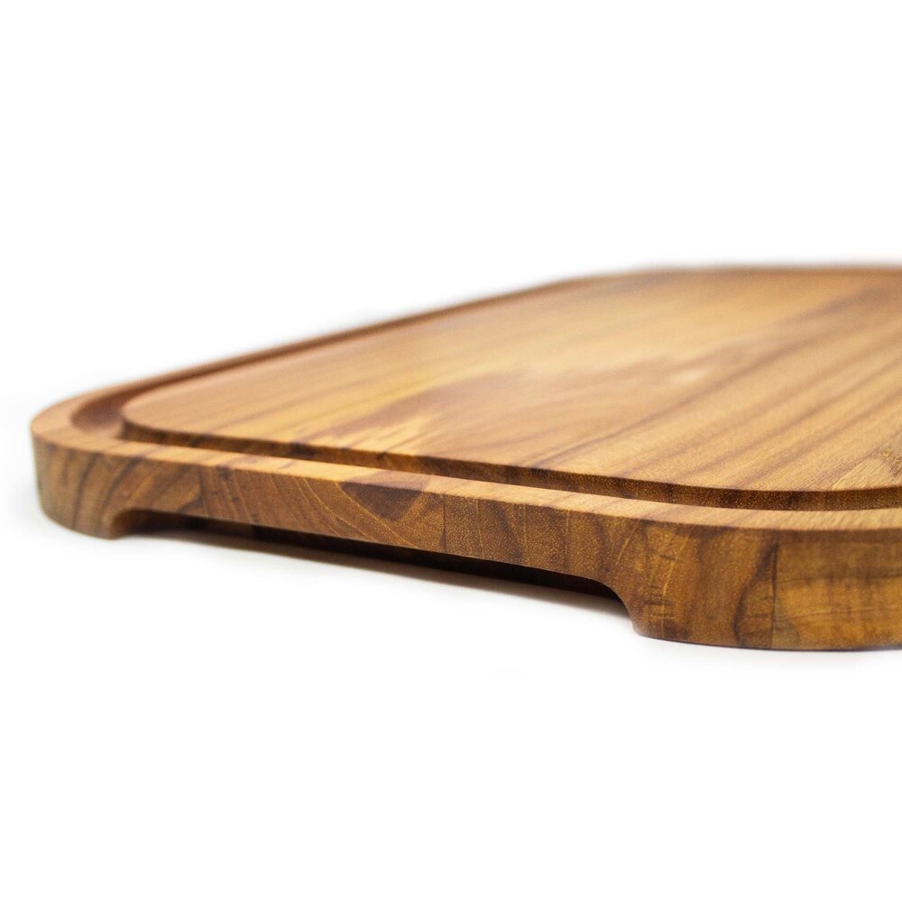 Stolf Solid FSC-certified teak cutting board with handles and juice groove, 48 x 30 x 2.4 cm Stolf Solid FSC-certified teak cutting board with handles and juice groove, 48 x 30 x 2.4 cm