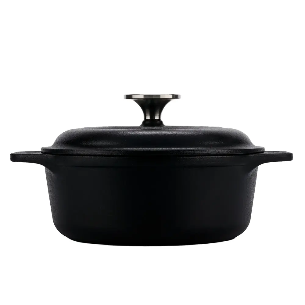 Victoria Cast iron dutch oven with self-basting lid and stainless steel knob, 1.9 L