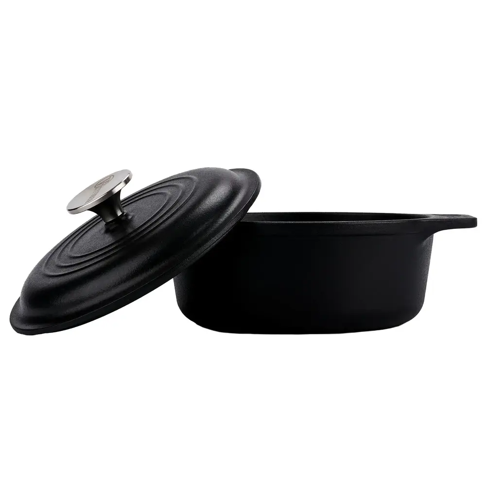 Victoria Gietijzeren braadpan met zelfbedruipend deksel en roestvrijstalen knop, 1,9 l
