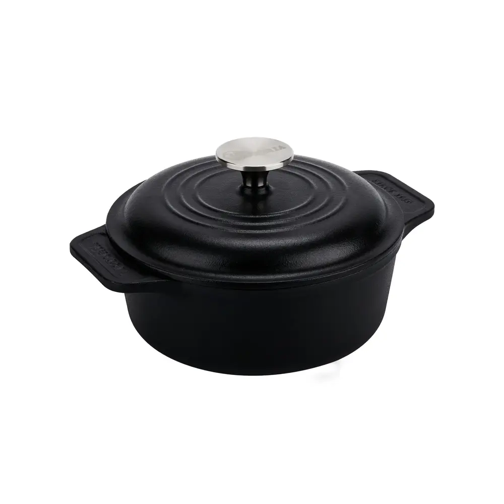 Victoria Gietijzeren braadpan met zelfbedruipend deksel en roestvrijstalen knop, 1,9 l