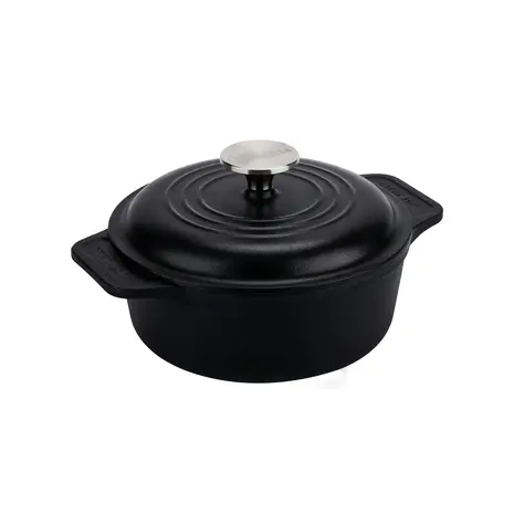 Victoria Gietijzeren braadpan met zelfbedruipend deksel en roestvrijstalen knop, 1,9 l