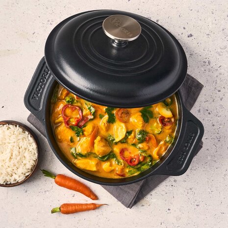 Victoria Gietijzeren braadpan met zelfbedruipend deksel en roestvrijstalen knop, 1,9 l