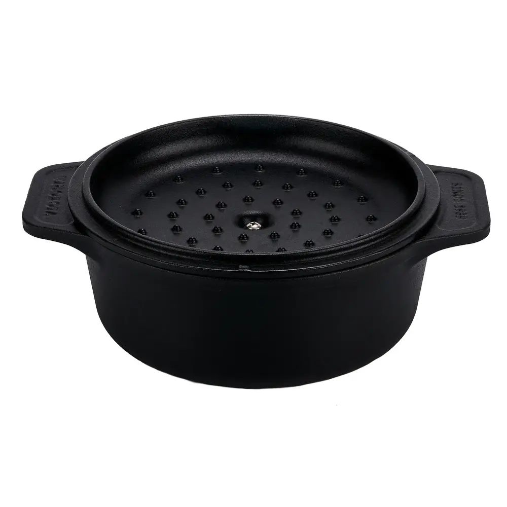 Victoria Gietijzeren braadpan met zelfbedruipend deksel en roestvrijstalen knop, 1,9 l