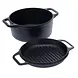 Victoria 2-piece cast iron combo cooker: 5.7 L dutch oven and grill-ridged skillet lid