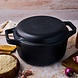 Victoria 2-piece cast iron combo cooker: 5.7 L dutch oven and grill-ridged skillet lid