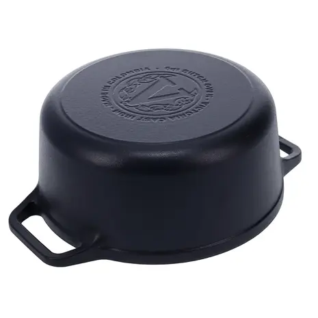 Victoria 2-piece cast iron combo cooker: 5.7 L dutch oven and grill-ridged skillet lid