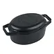 Victoria Geëmailleerde gietijzeren ovale braadpan-combi, broodbakker en koekenpan-deksel, 5,7 l