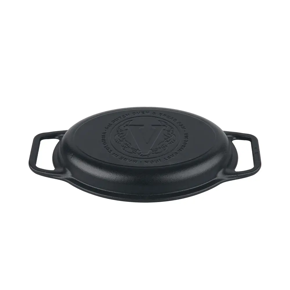 Victoria Enameled cast iron oval dutch oven combo, bread baker and skillet lid, 5.7 L