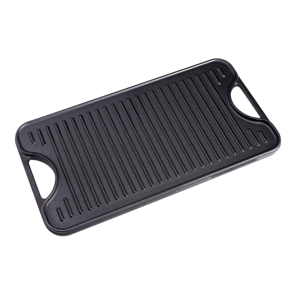 Victoria Reversible cast iron griddle with flat and ridged sides, 47 x 25 cm