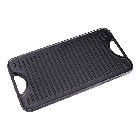 Victoria Reversible cast iron griddle with flat and ridged sides, 47 x 25 cm