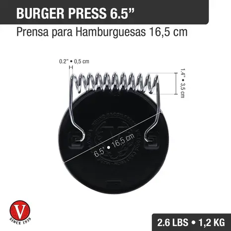 Victoria Round cast iron meat press with a foldable stainless steel wire handle Victoria Round cast iron meat press with a foldable stainless steel wire handle