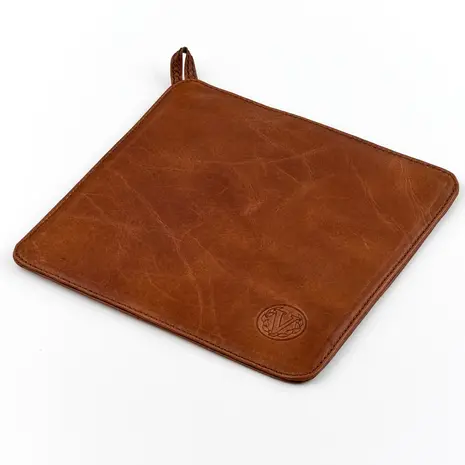 Victoria Leather trivet for hot cast iron cookware