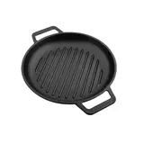 Victoria Enameled cast iron round grill pan, double loop handles