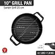 Victoria Geëmailleerde gietijzeren ronde grillpan met verhoogde ribbels en dubbele lushandvatten