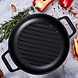 Victoria Gietijzeren ronde grillpan met verhoogde ribbels en dubbele lushandvatten