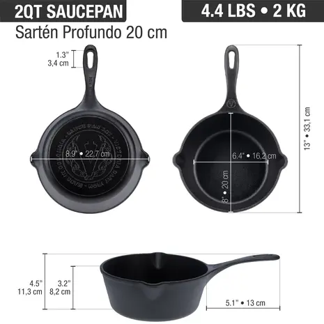 Victoria Geëmailleerde gietijzeren steelpan met giettuit en gebogen steel, 1,9 l