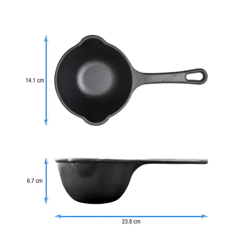 Victoria Geëmailleerde gietijzeren steelpan met giettuit en gebogen steel, 0,5 l