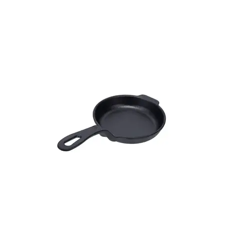 Victoria Enameled cast iron mini skillet with a long handle and dual pour spouts, 10 cm