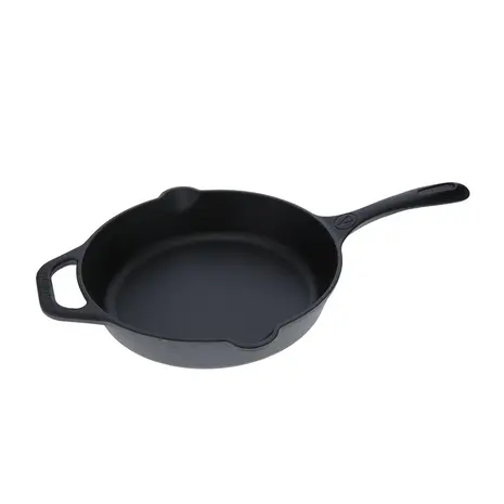 Victoria Geëmailleerde gietijzeren koekenpan met lange steel en dubbele giettuiten, 25 cm