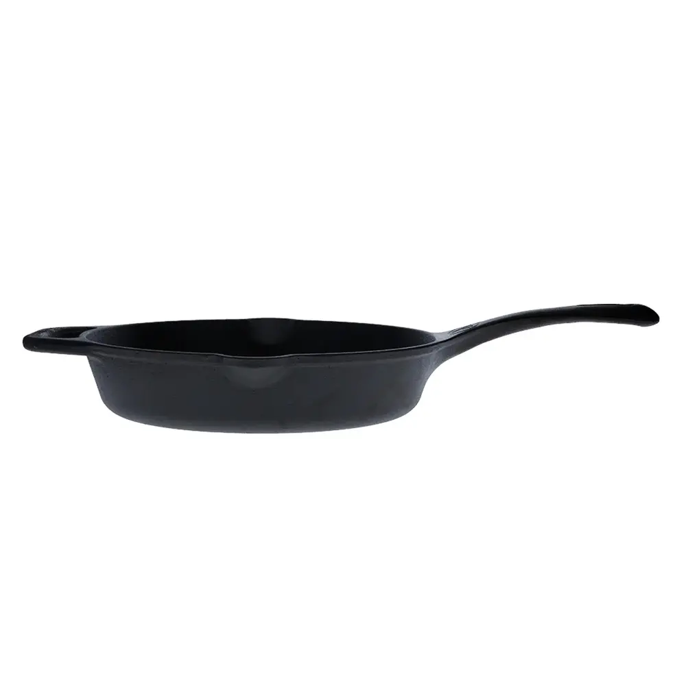 Victoria Geëmailleerde gietijzeren koekenpan met lange steel en dubbele giettuiten, 25 cm