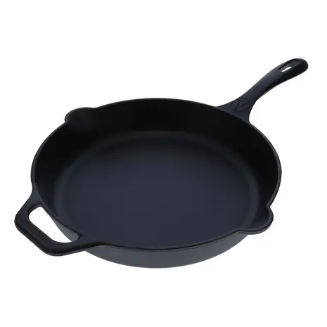 Victoria Enameled cast iron skillet with a long handle and dual pour spouts, 30 cm