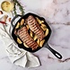 Victoria Cast iron square grill pan with ridges, dual spouts and helper handle, 25 x 25 cm