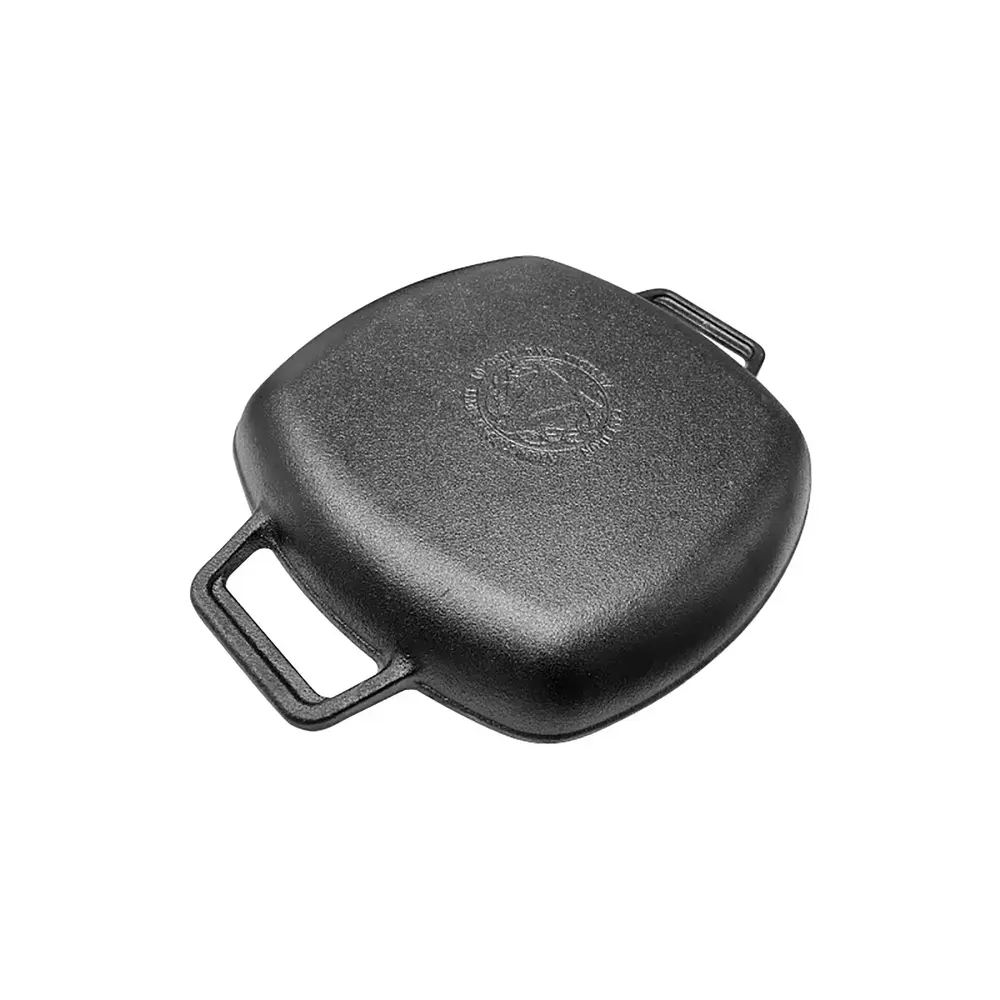Victoria Cast iron square grill pan with raised ridges and double loop handles