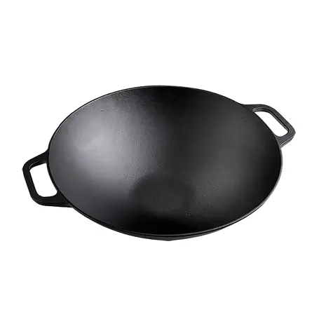 Victoria Enameled cast iron wok with flat base and two loop handles, 35.5 cm Victoria Enameled cast iron wok with flat base and two loop handles, 35.5 cm