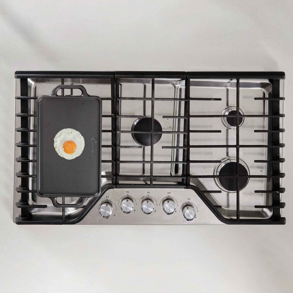 Victoria Reversible cast iron griddle with flat and ridged sides, 33 x 21 cm