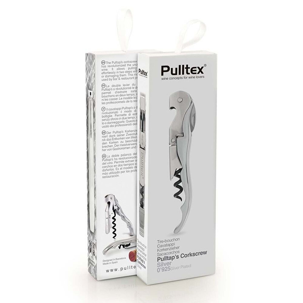 Pulltex Pulltex Classic two-step waiter's corkscrew with double lever and micro-saw foil cutter, silver